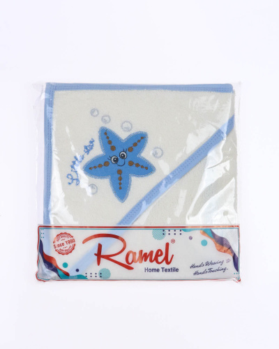 RAMEL 302 Простынка купальная с уголком  (цвет: Кремовый с голубым)