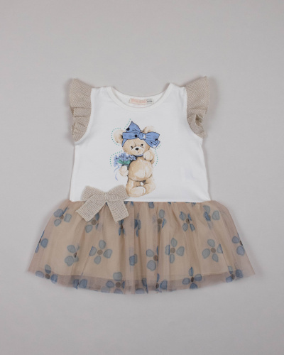 BABY ROSE 4511 Платье  (цвет: Кремовый\бежевый\синий)