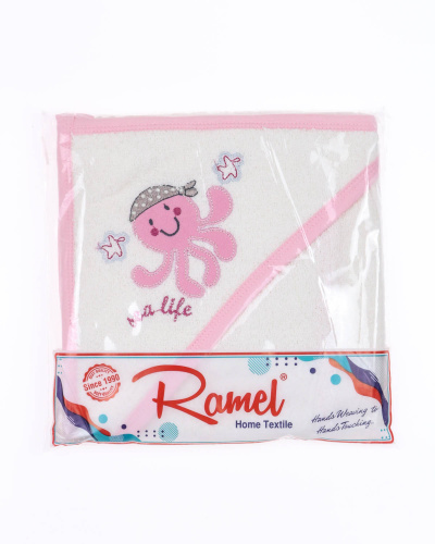 RAMEL 303 Простынка купальная с уголком  (цвет: Кремовый с розовым)